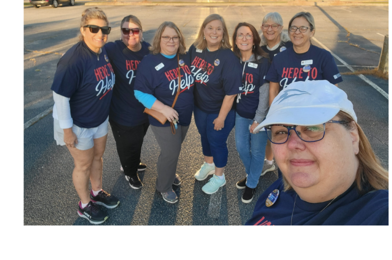 Peggy, Elizabeth, Renee', Linda W., Dee Dee, Carol, Mary Jean & Susan participating in GFWC National Day of Service 2023 to help with hunger.